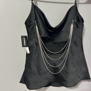 NWT Express Black Chain Embellished Women's Top